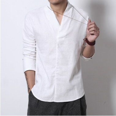 New Linen Shirt Men's Long-Sleeved Loose Tea Clothes Zen Clothes