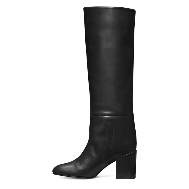 Round Toe Thick Heel One step Knee length Boots Black - Shop at LoveMi