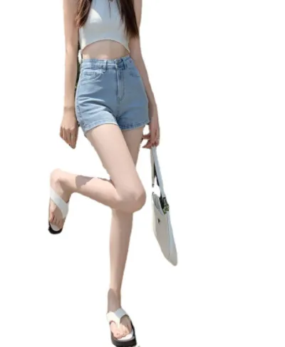 Blue High Waisted Women's Denim Shorts Light Blue - Shop at LoveMi