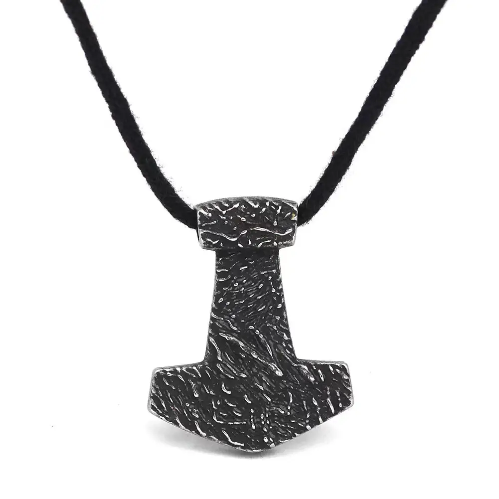Double Sided Stainless Steel Antique Tin Colored Cotton Rope Pendant