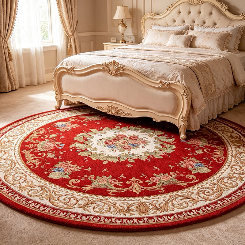 1pc European Retro Style Floral Pattern Round Carpet, Suitable For Living Rooms And Bedrooms