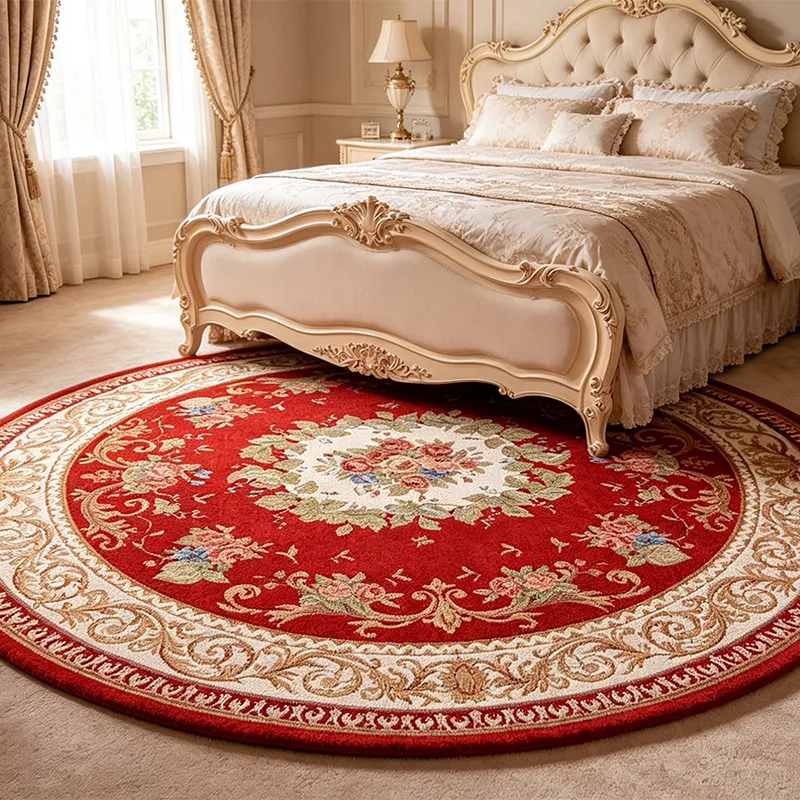 1pc European Retro Style Floral Pattern Round Carpet