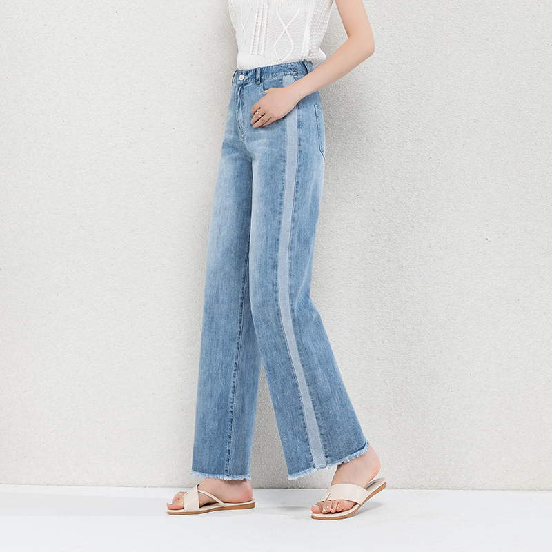 Title 3, Denim Wide-leg Pants High-waisted Drape Straigh...