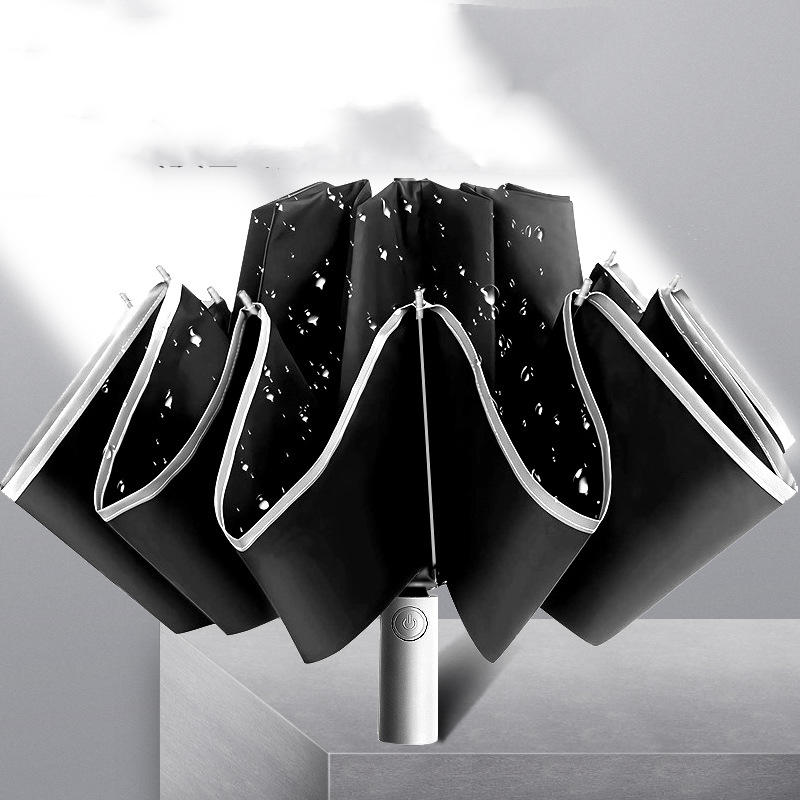 Fully Automatic Umbrella Men's Double Triple Safety Reflective Reverse Folding