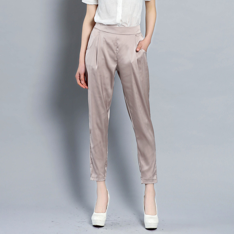Nine-point Pants Casual Plus Size Stretch Satin Women's Trousers