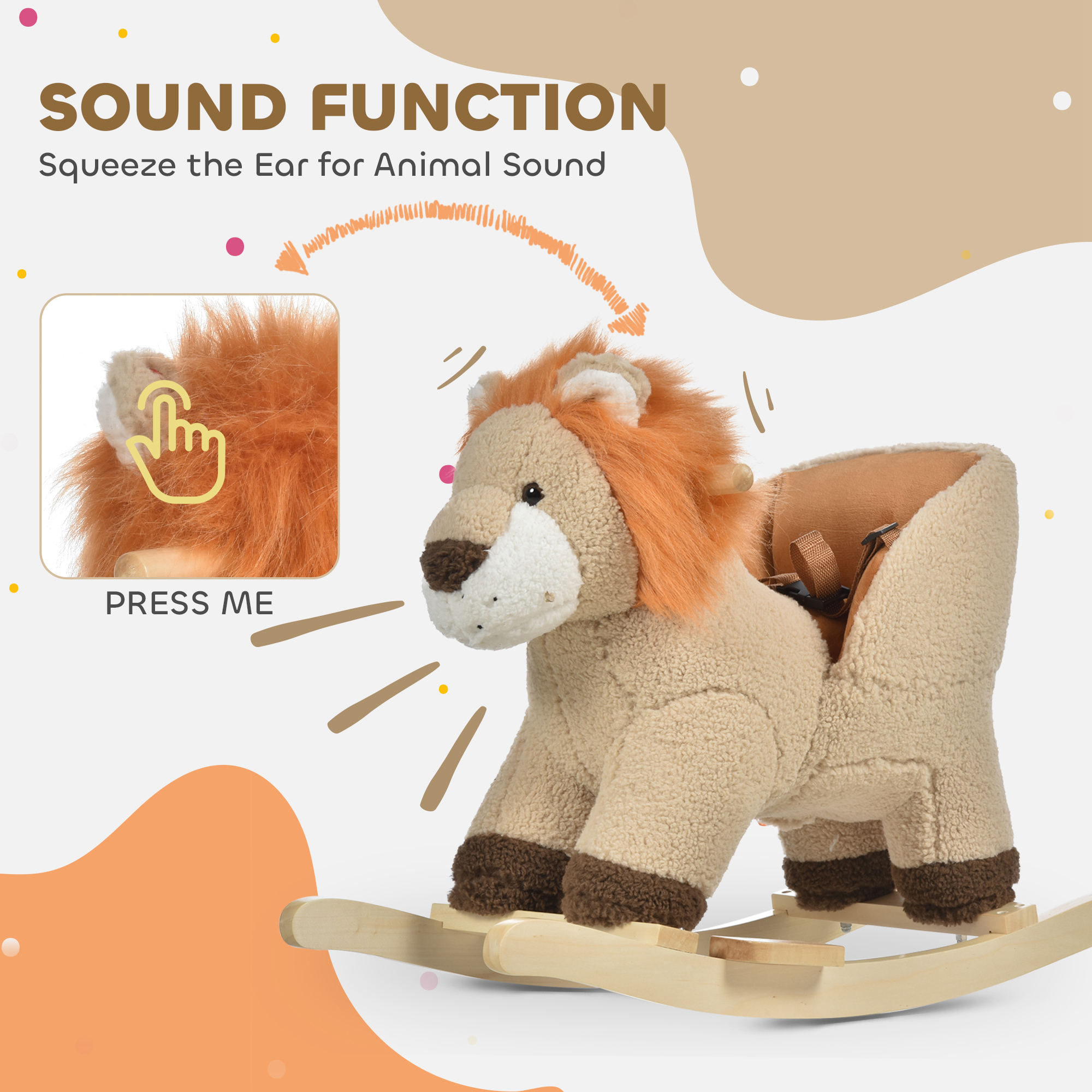 Children's Rocking Horse, Plush Donkey Shaped Riding Chair, With Sound Effects — image 5