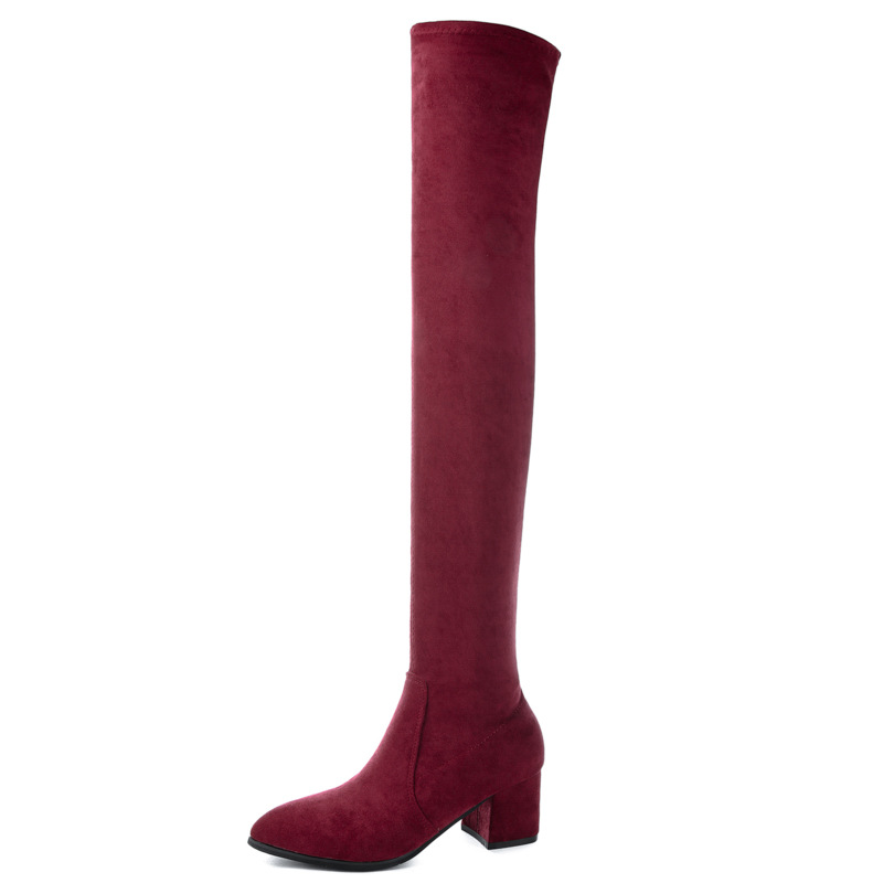 Title 5, Ladies mid-heel pointed thick heel long boots ...