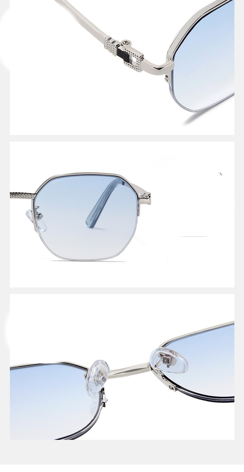 Title 8, Half-frame Two-color Gradient Sunglasses