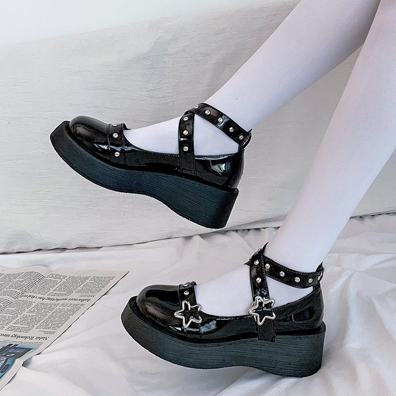 Schoolgirls' Trendy Retro Small Leather Shoes