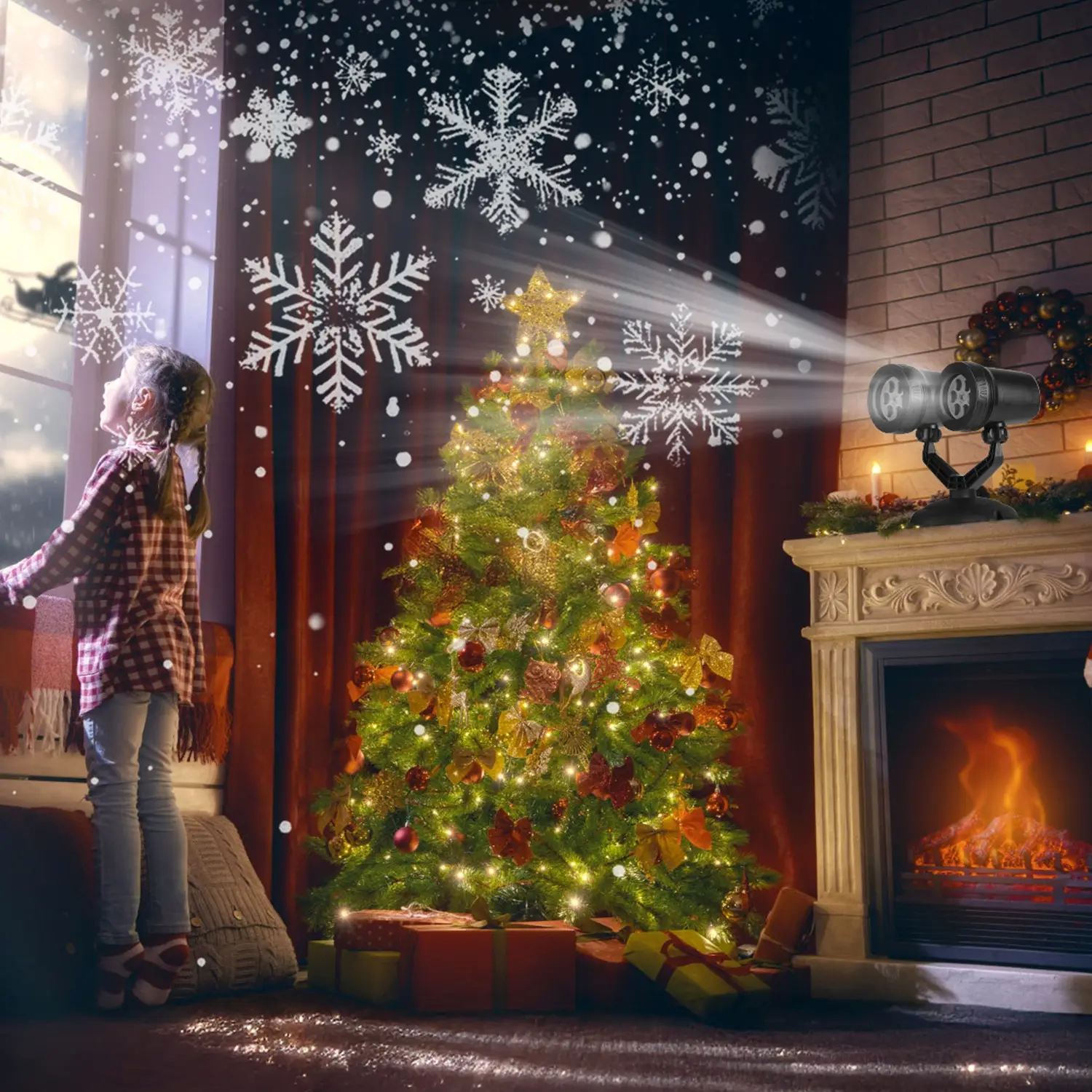 Christmas Snowflake Projector Light Dual Head LED