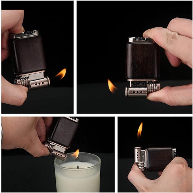 Soft Flame Wooden Pipe Lighter - Gift. Premium Quality:This lighter is made of premium ebony wooden housing and zinc alloy assembly for durable use.Its simple, compact, elegant and unique designed makes it a perfect gift for Birthday,Christmas,Halloween,B