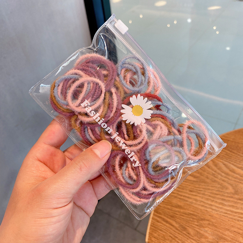 Girl Princess Color Head Hair Tie Rubber Band Plush Maroon - Shop at LoveMi