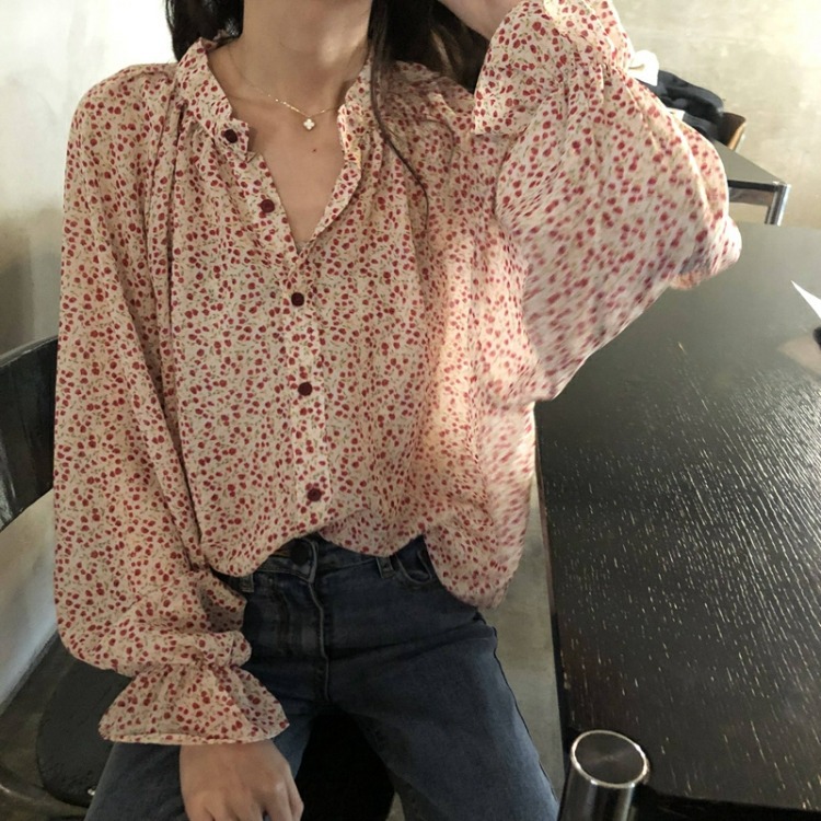 Korean Style Loose And Thin Single-breasted Trumpet Sleeves Long Sleeves