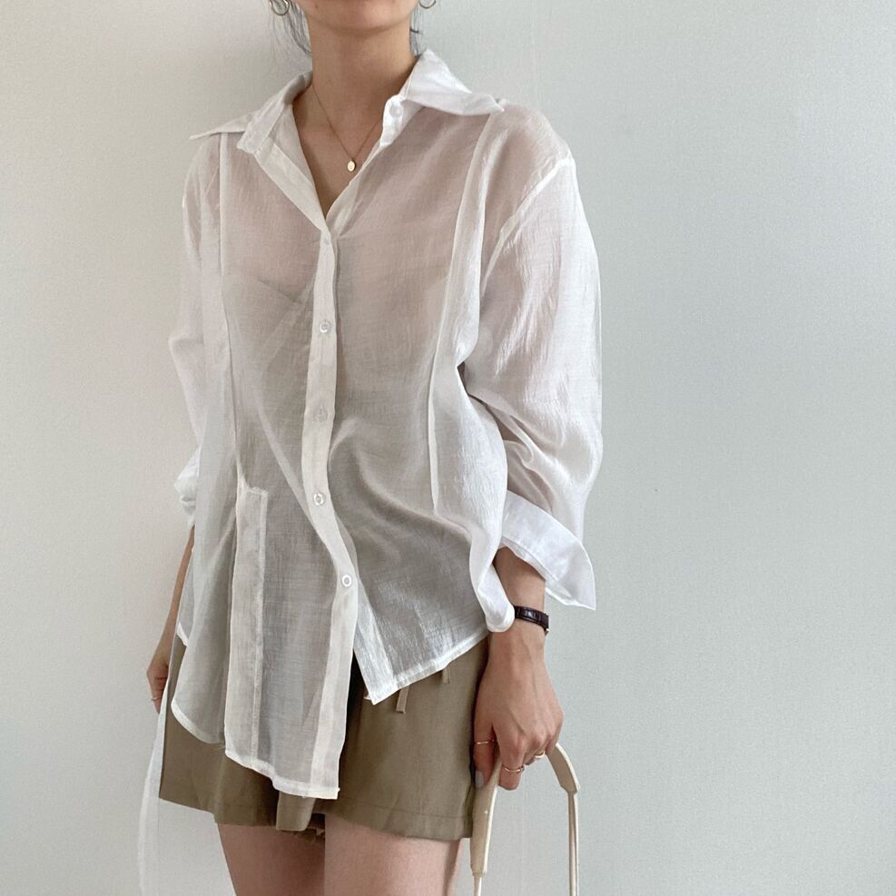 Title 2, Irregular Buttoned Lapel Shirt Women Temperament