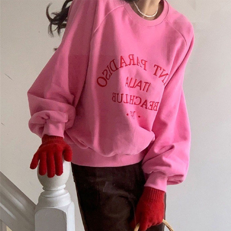 Sweet And Lovely Temperament Round Neck Loose Casual Sweater Women