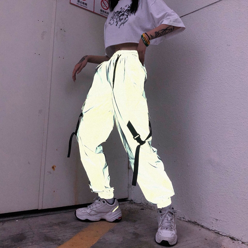 Title 13, Harajuku Fenggang Crack Reflective Pants Men