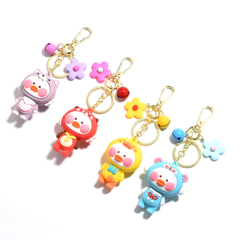Net Red Cartoon Epoxy Dudu Duck Doll Keychain Pendant Creative Car Key Chain Ring Activity Gift