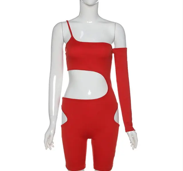Solid Color One piece Swimsuit Sling Beach Bikini Red - Shop at LoveMi