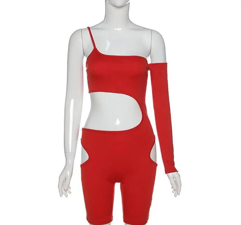 Solid Color One-piece Swimsuit Sling Beach Bikini - Red