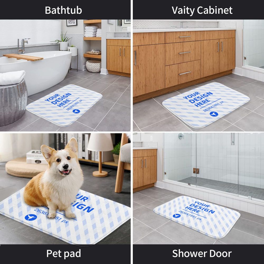 24x16in Flannel Anti-Slip Floor Mats Two Piece Set