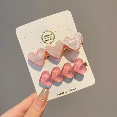 Sweet And Lovely Side Clip Love Hair Accessories Pink Love Suit - Shop at LoveMi