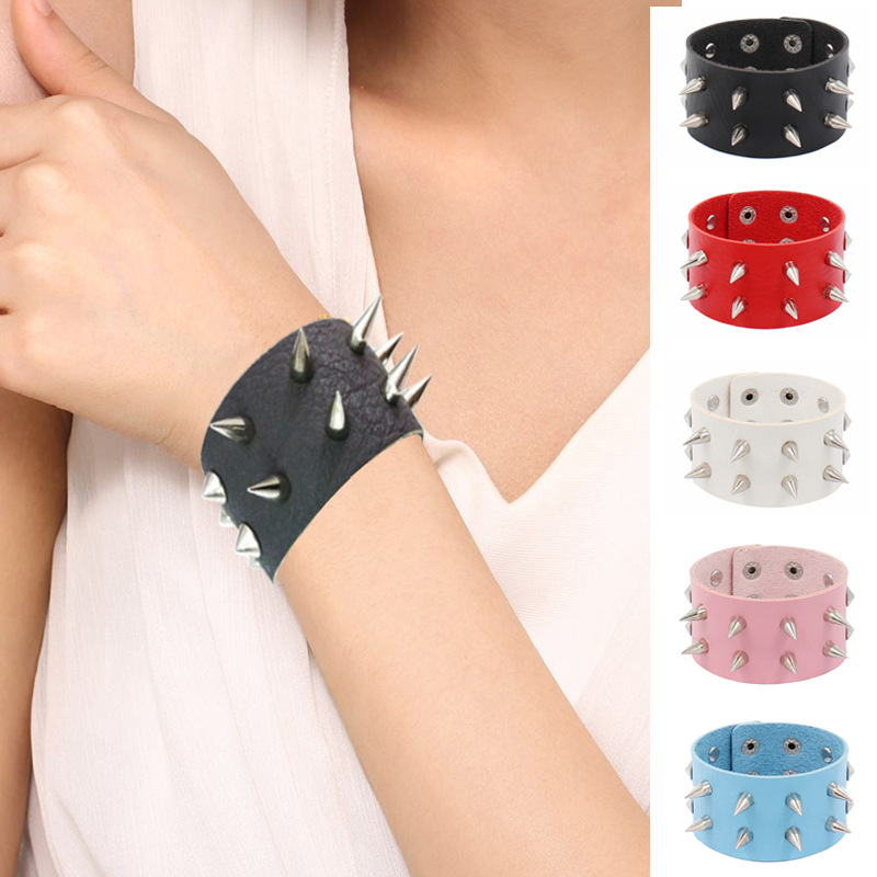 Fashion Leather Rivet Snap Bracelet - Image 7