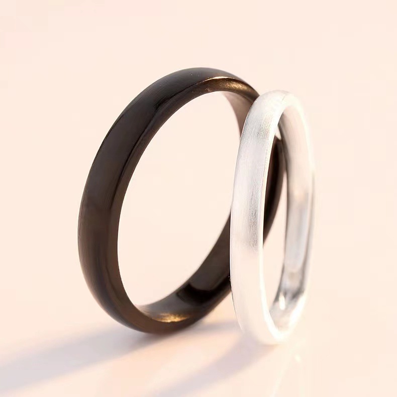 Silver Live Mouth Ring Intertwined Love Couple