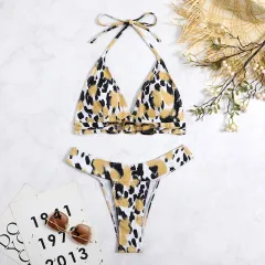 Sexy Leopard Print Split Swimsuit Bikini - Leopard - View 1