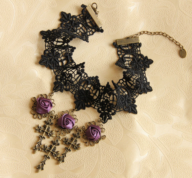 Lace Necklace Short Clavicle Cross Accessory