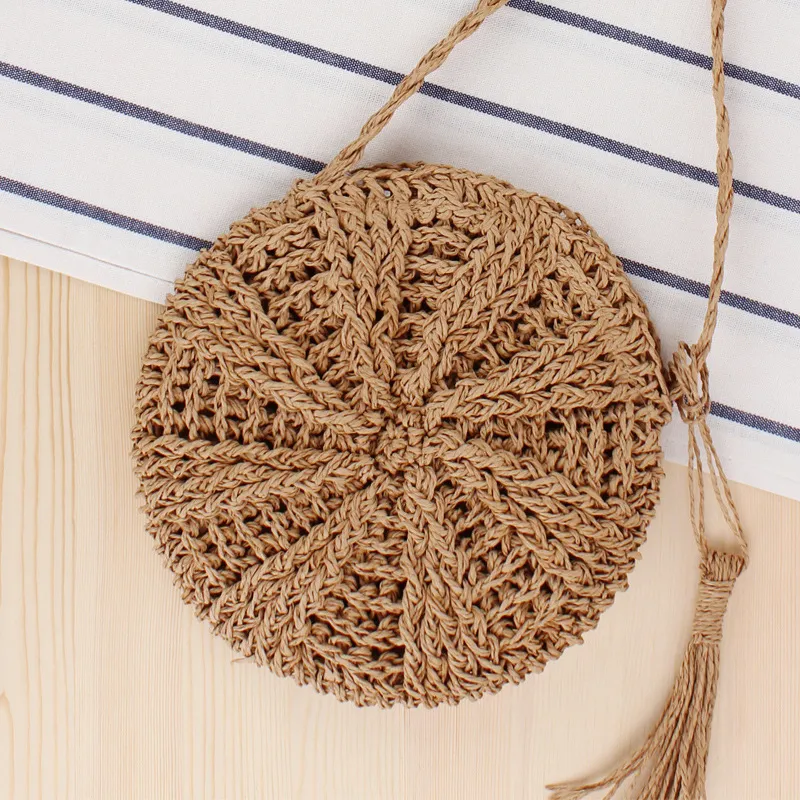 Handmade Shoulder Woven Bag Summer Beach - Brown