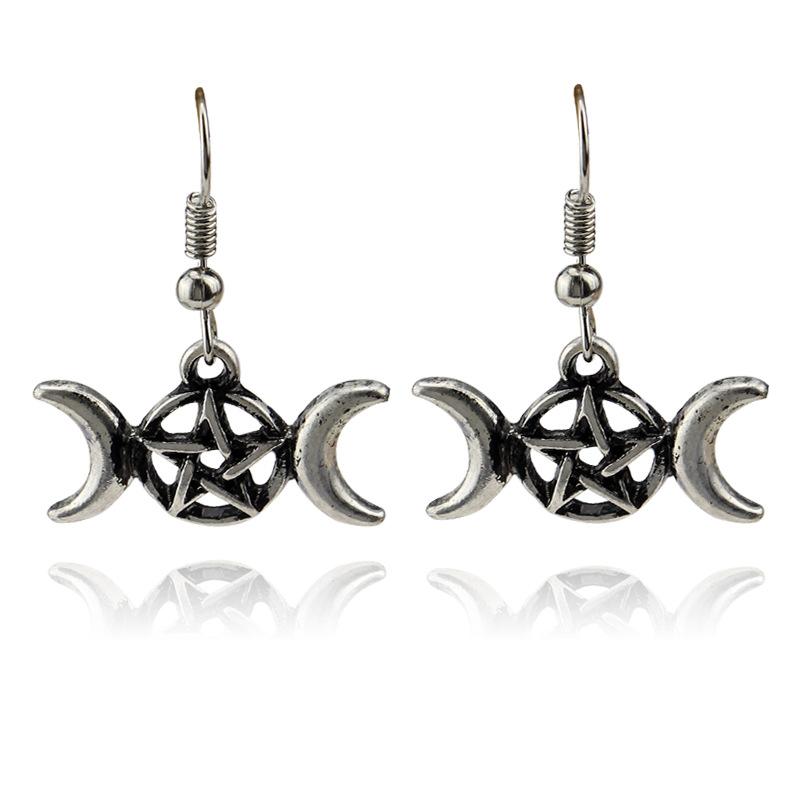 Popular Star Moon Witch Witchcraft Magic Logo Earrings Ear Hooks