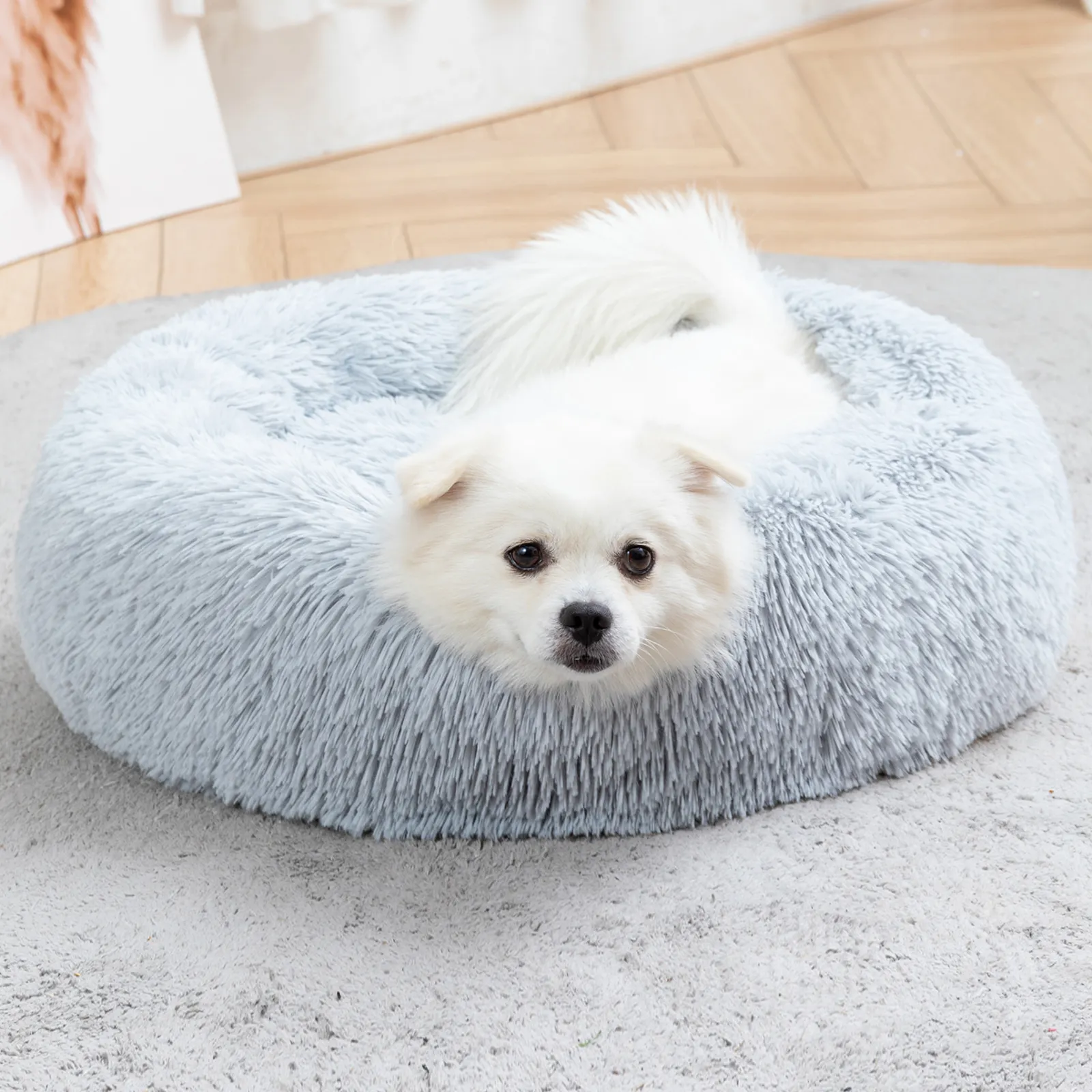 Fluffy Donut Dog Bed Warm Soft Long