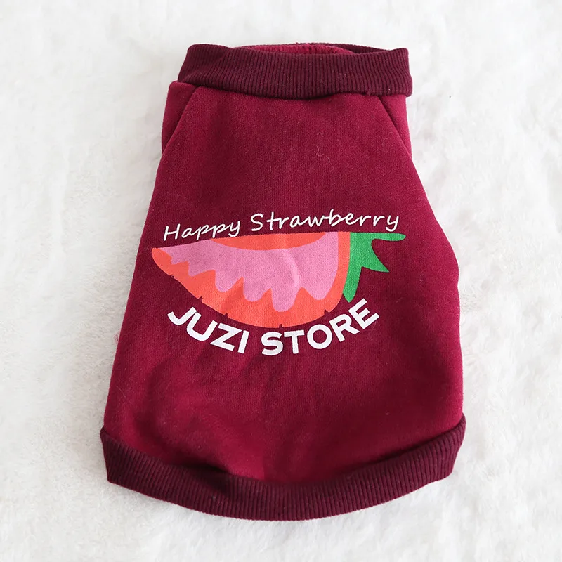 Fruit Print Multicolor Sweatshirt Pet Clothing - Wine Red