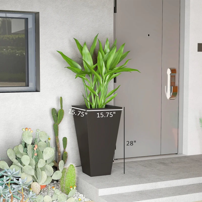 28ft Tall Plastic Planters, Set Of 3, Flower Pot, Anti-crack, Fade-resistant, Square Shape With A Matte Surface