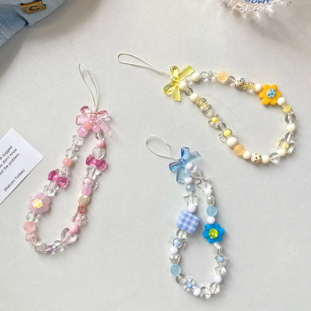 Beaded Flower Mobile Phone Lanyard Jewelry