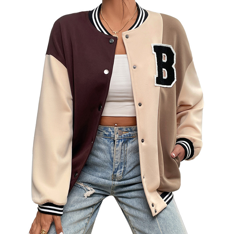 Women's Fashion Solid Color Baseball Jacket