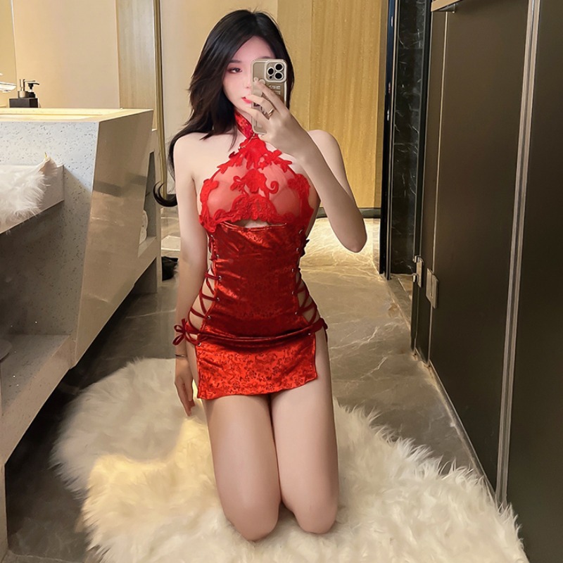 Title 5, Hollow Slit Improved Cheongsam Ultra-short Nigh...