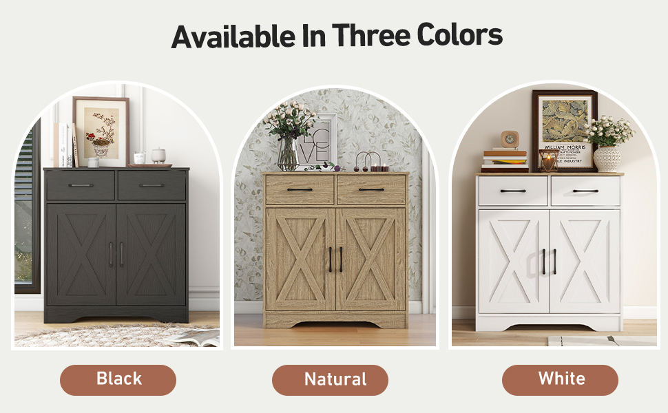 Wooden Storage Cabinet Rustic Organizer For Living Room Kitchen Free-Standing 2 — image 8