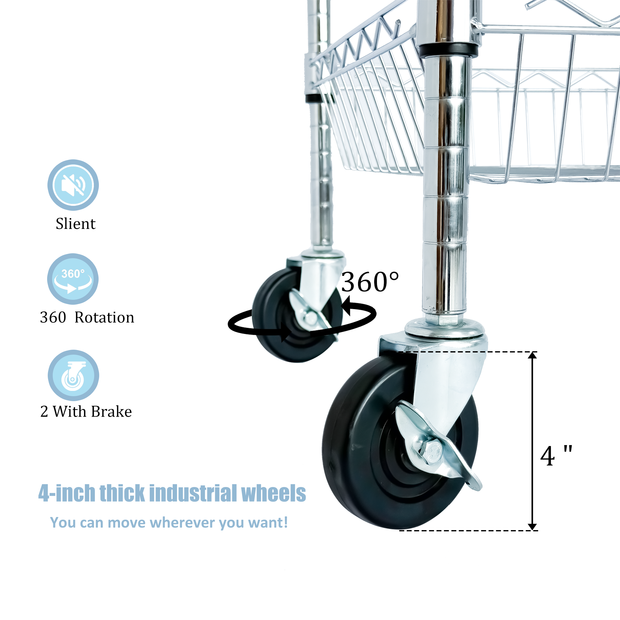 Heavy Duty Rolling Utility Cart,3 Tier Rolling Carts With Wheels,with Handle... 7