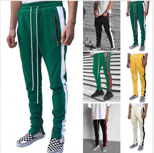 Inside Zipper Contrast Color Trousers Zipper Casual Trousers School Uniform Pants