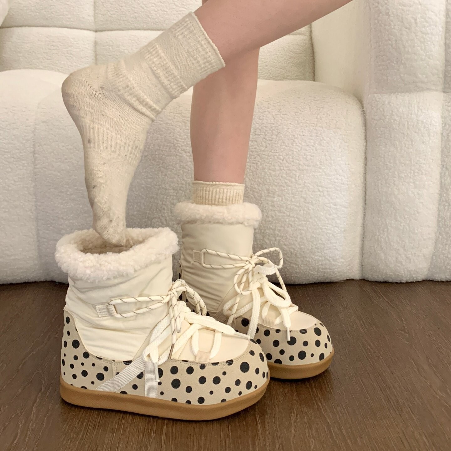 Faux Plush Ankle Snow Boots, picture 2 of 3