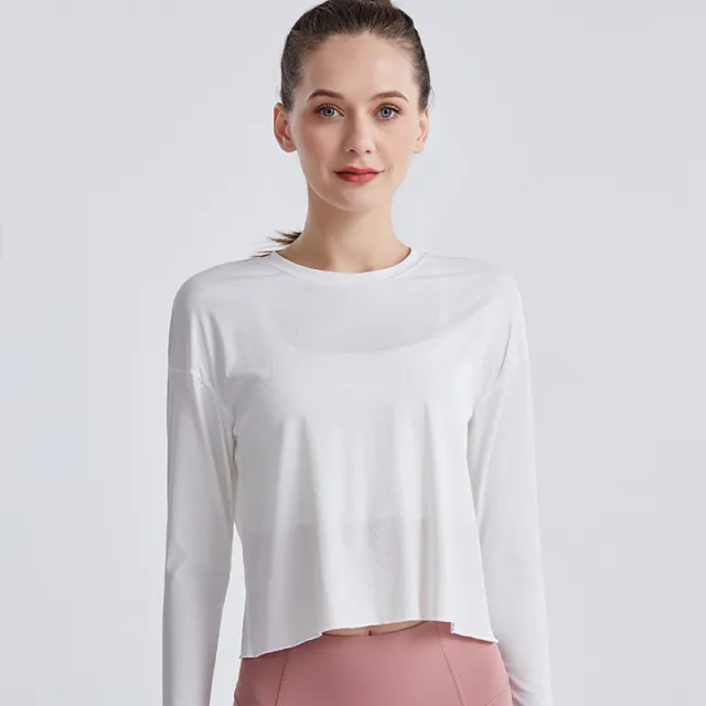 Crewneck Crossover Loose Sports Long Sleeves White - Shop at LoveMi