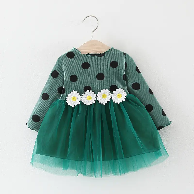 Baby Girl Long Sleeve Polka Dot Waist