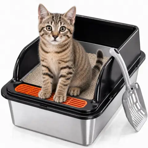 1 Pc Stainless Steel Cat Litter Boxes with Scoops