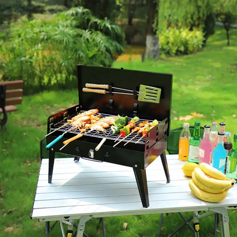 16.7x10x17.7in Portable Charcoal Grill Foldable BBQ Suitcase