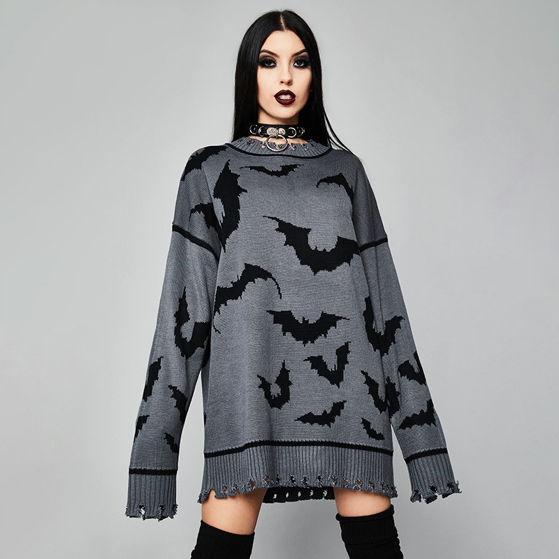 Title 3, Loose Pullover And Long Bat Tattered Sweater Eu...