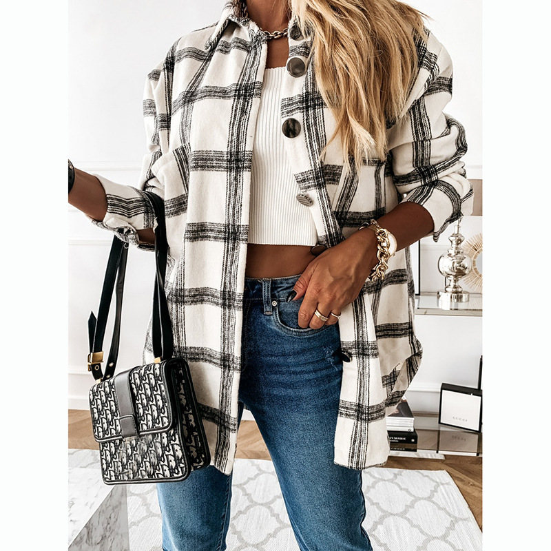 Title 2, New Fashion Plaid Casual Ladies Shirt