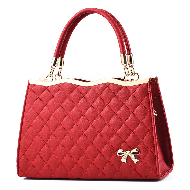 Female Bag Spring New Embroidered Rhombus Ladies Handbag Foreign Trade Big Bag Shoulder Messenger Bag Delivery Red - Shop at LoveMi