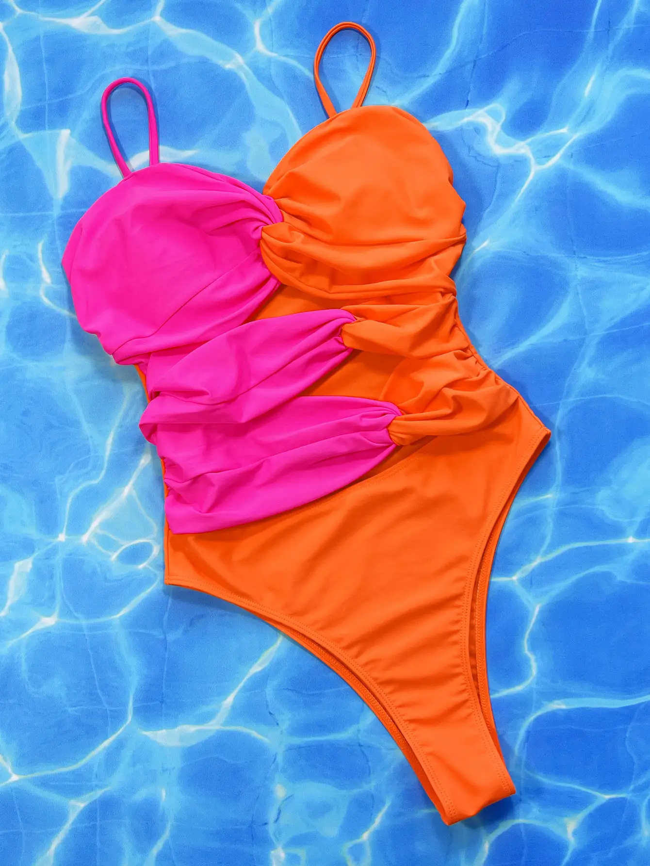 European And American New Contrast Color One-piece Swimsuit
