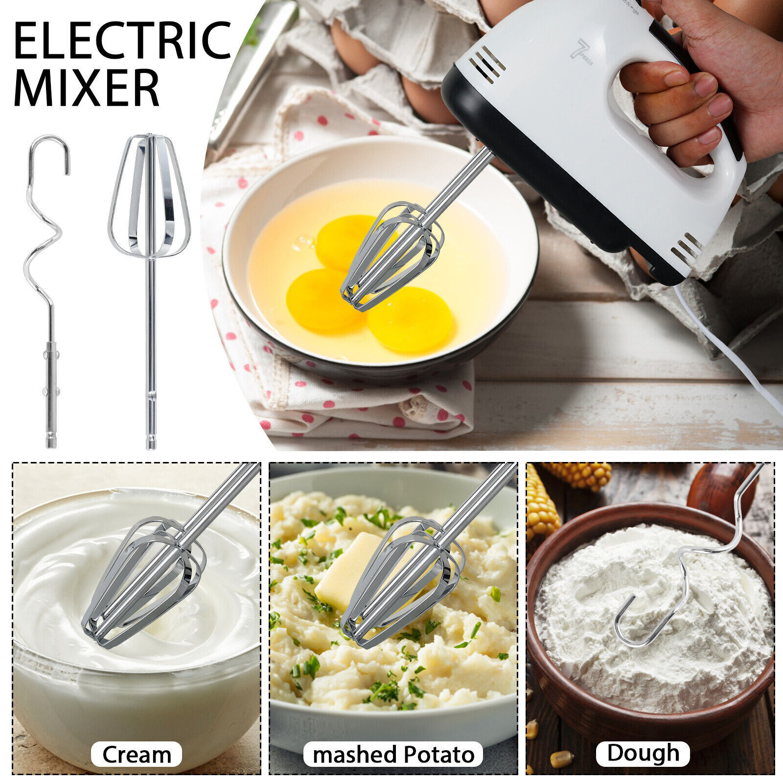 Electric Handheld Whisk 7 Speed Hand Mixer Kitchen Egg Beater Cream Cake Blender — image 7